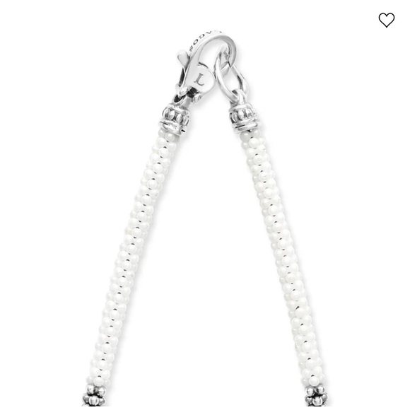 NWOT LAGOS White Silver Station Ceramic Beaded Necklace - Picture 6 of 9